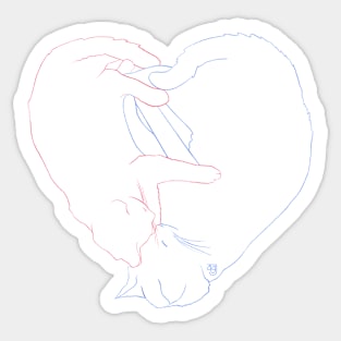 Heart Shaped Cat Cuddles Sticker